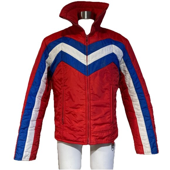 Skyr Jackets & Blazers - Vintage Womens Ski 60s 70s Skyr Coat Jacket Striped Medium Patriotic
